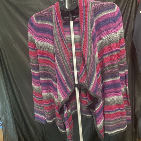 Vintage Lauren Ralph Lauren LRL Linen Blend Striped Open Front Cardigan S - Picture 4 of 6